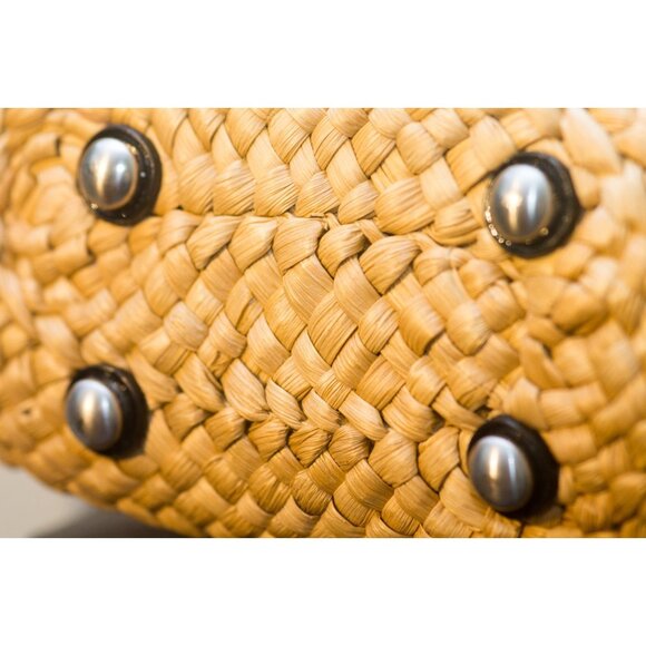 MICHAEL KORS STRAW WICKER PURSE HANDBAG - BLACK - shoulder bag - Picture 8 of 11